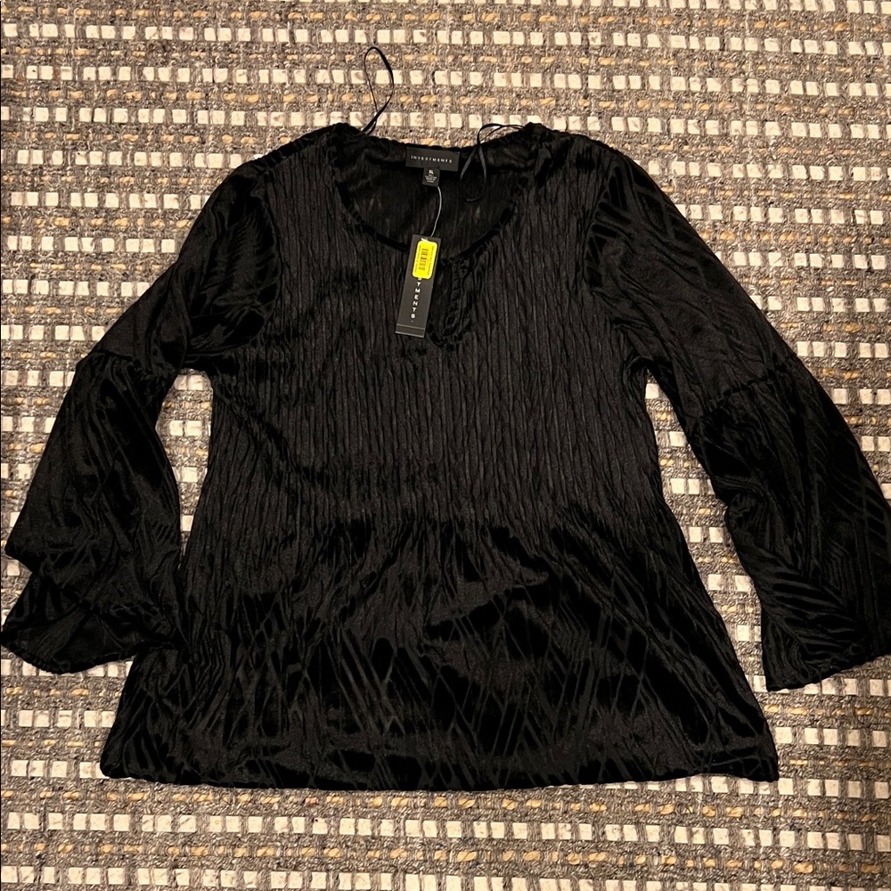 Investments Textured Velvet Black Blouse